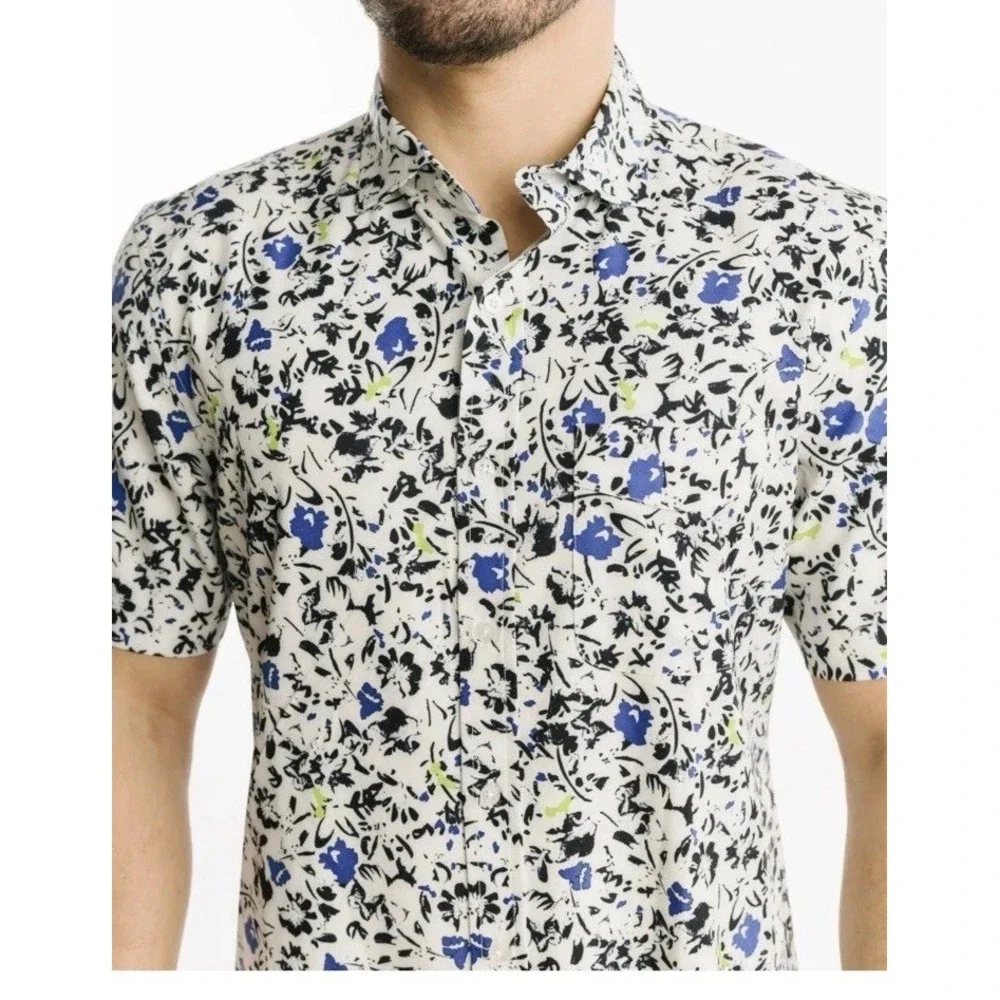 NWT Zyia Active Echo Beach Tropical Print Short Sleeve Travelers Shirt‎ Men's XL